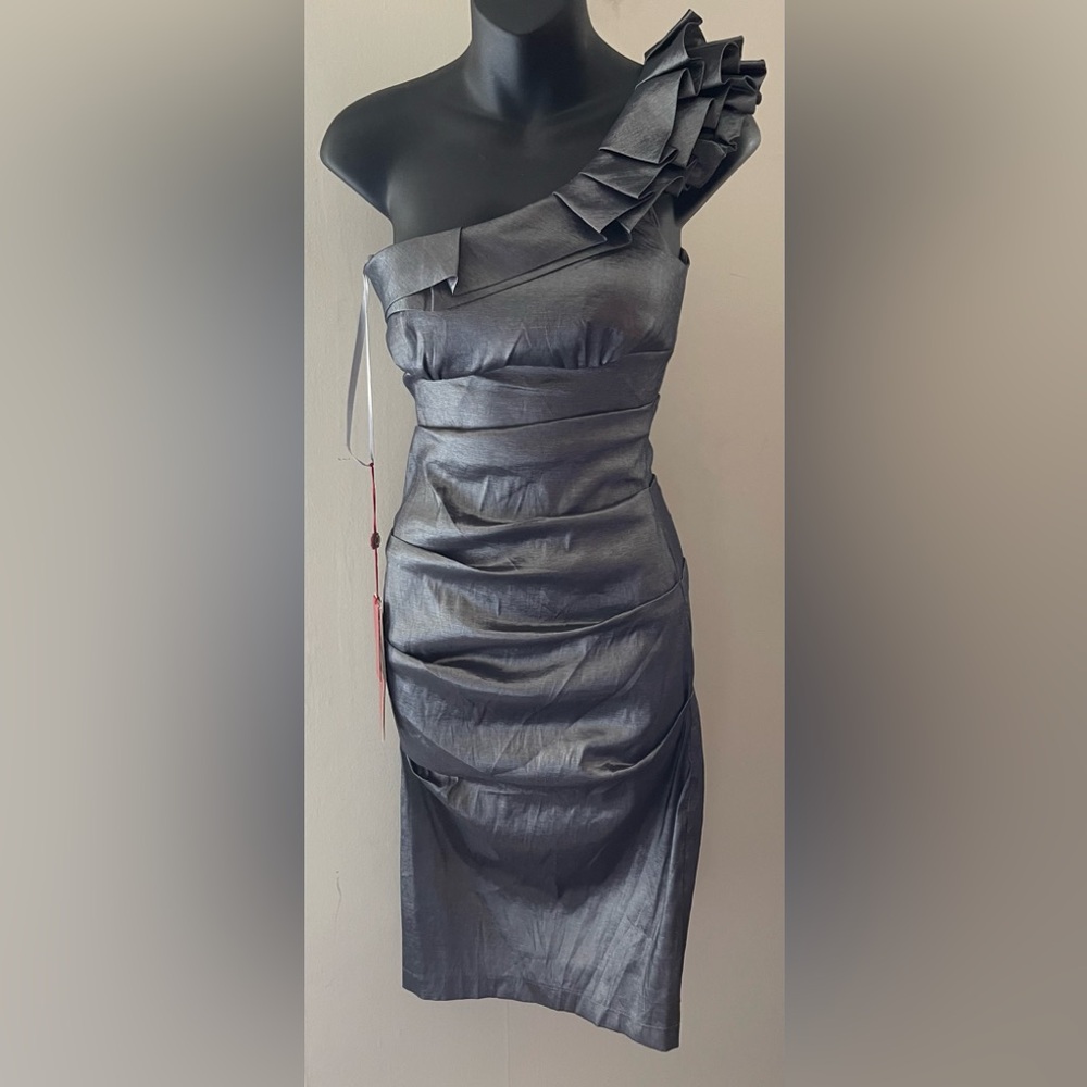 May Queen Charcoal One-Shoulder Dress Size 6